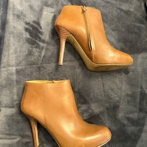 Women’s Nine West Camel Leather Platform Booties